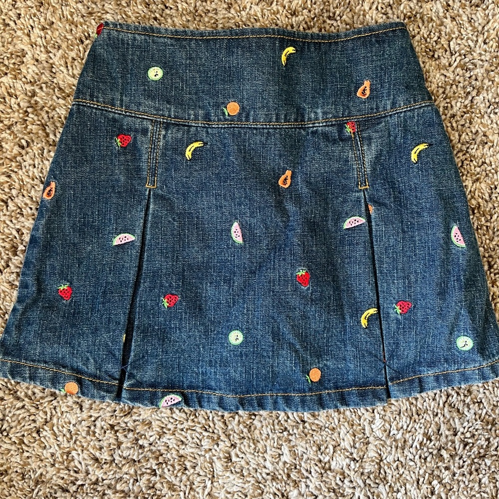 Gymboree denim fruit skort skirt girl size 5 A1